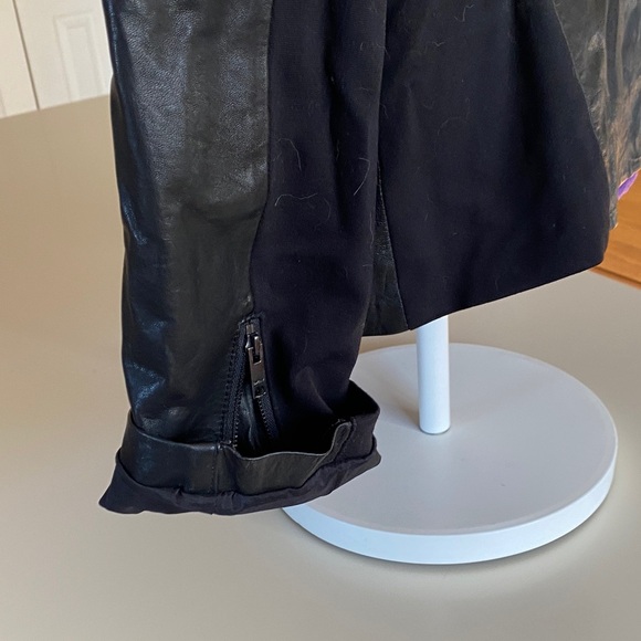 DKNY black leather jacket with nylon side panels. - Picture 8 of 13